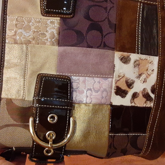 Coach Multi Patchwork Suede Leather Hobo Crossbody Bag - Picture 5 of 16